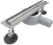 SONNI Edelstahl Duschrinne 30 cm | Haarsieb - Randablauf | Schlank Schmal 15 mm Platte | Komplettset Ablauf 360° Drehbar | Siphon mit Geruchsstop