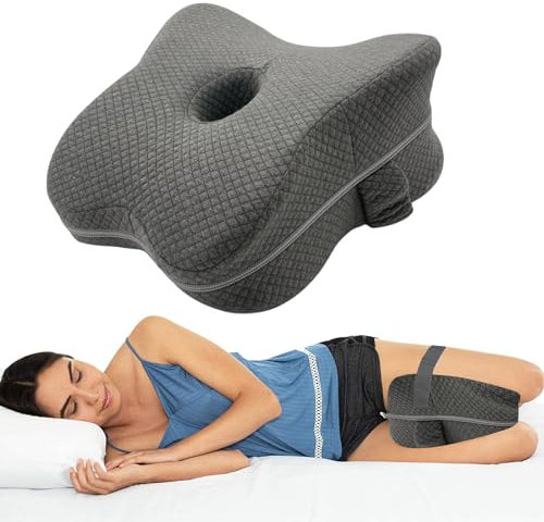 LEKEFETO Coussin de genou pour les personnes dormant sur le côté : coussin orthopédique en mousse à mémoire de forme pour les jambes, aide à soulager les douleurs au genou, coussin pour les jambes en