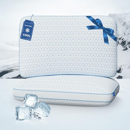Sweetnight Kühlkissen, Queen-Size-Größe, 2er-Set, geschredderte Memory-Schaum-Kissen, 2 Stück, für heiße Schläfer, Kaltbettkissen zum Schlafen, waschbar mit abnehmbarem Bezug, kühle Nacht