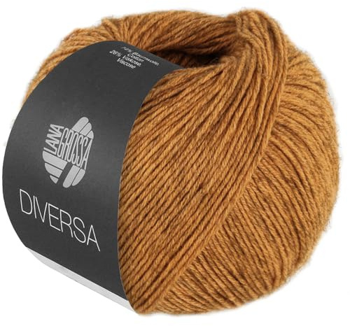 LANA GROSSA Diversa | Leichtes Baumwoll-Mischgarn mit zartem Melange-Effekt | Handstrickgarn aus 74% Baumwolle & 26% Viskose | 50g Wolle zum Stricken & Häkeln | 210m Garn FB 23