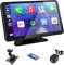 Portable Car Stereo Wireless CarPlay & Android Auto, 7 HD Touchscreen, Bluetooth 5.0 Audio, FM Radio, 1080P AHD Backup Camera,GPS Navagation,Voice Control-Plug & Play Car Screen For Most Vehicle