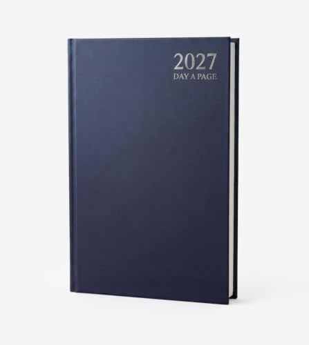 PaulStore 2027 Desk Diary A4 A5 A6 | 2027 Planner Week to View & Page a Day | Hardbacked Executive Journal for Office, Home & School (Blue, A4 Day A Page)