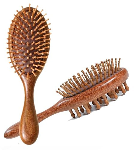 Haarbürste Holz Massagekamm, 2 in 1 Zweiseitig Haarbürste, Antistatisch Luftkissenkamm Kopfhautmassagegerät, für alle Haartypen und Haarlängen, Einfache Reinigung