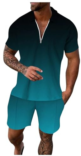 HELLORSOON Ensemble de Survêtement pour Homme, Manche Courte Top Et Pantalon Chemise Manches Courtes Homme Blanche Ensemble Tenues Costume Short Surf Short Tee Shirt Rose Colle Vetement Tissu