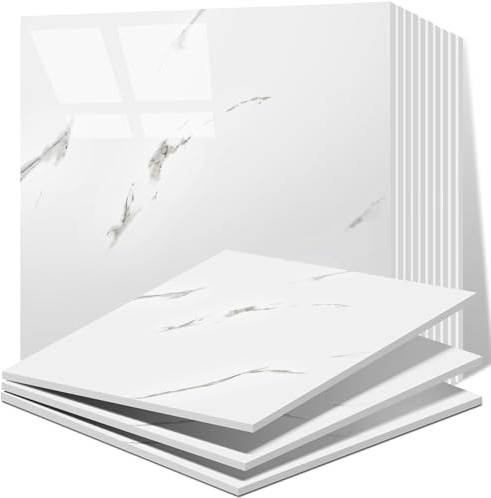 Vieshful 10pcs Self Adhesive Wall Tiles,30x30cm Stick on Wall Marble Tile, PVC Waterproof Shower Walls Panels, Back Splash Stick on Tiles for Kitchen Bathroom Livingroom