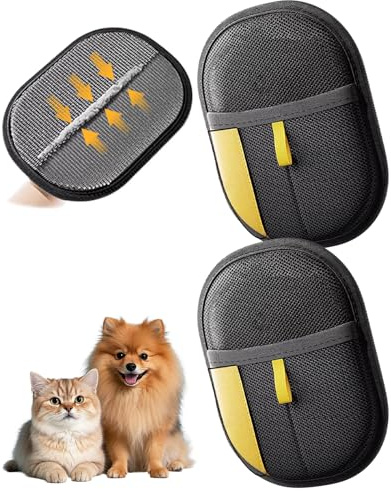 Benaewa 2 Pcs Pet Hair Removal Glove, Double Sided Brush Pet Static Hair Removal Gloves for Washing, Deshedding