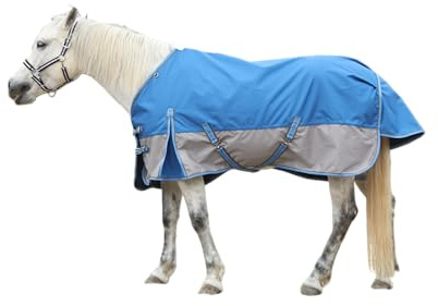 LEAFOREST 1200D strapazierfähige Pferddecke, Wind-& wasserdichte atmungsaktive Outdoordecke, Pflegeleichte Regendecke für Pferde,ohne Füllung blaugrau 145cm