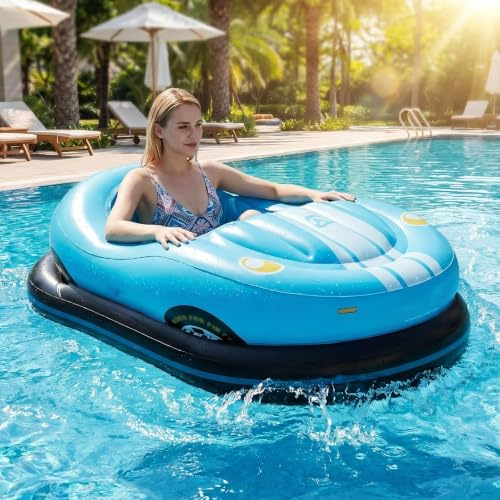 Barco de Choque eléctrico Inflable, Tumbona de Piscina Recargable | Carga máxima 120kg, 2 baterías, bomba de aire, función de propulsión y choque, giro de 360°, para disfrutar de fiestas