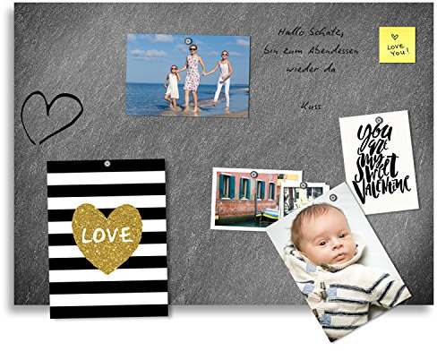 Cuadros Lifestyle Markerboard/Magnettafel/Whiteboard aus Acrylglas | Steinoptik | Schiefer | inkl. Boardmarker und 10 Supermagneten, Größe:70x50 cm