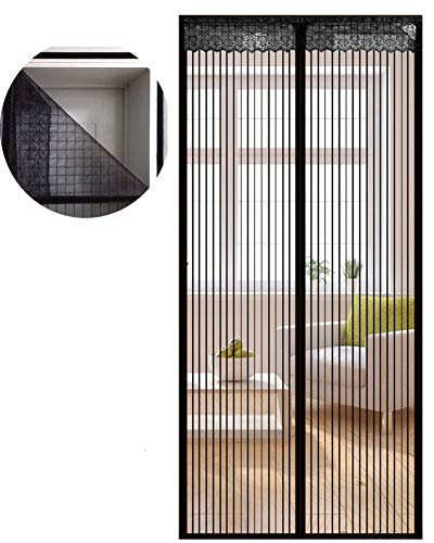 Icegrey Moustiquaire Porte Magnétique Bande adhésives Moustiquaire Sur Mesure de Porte Rideau de Porte Antimoustique Pour Couloirs Portes Patio Noir 90x200cm