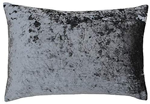 Riva Home Paoletti - Verona Feather Filled Cushion Rectangular - Pewter Grey - Velvet Feel - Crushed Velvet Look - Hidden Zip Design - 100% Polyester Case - 40 x 60cm (16 x 24 inches)