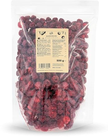 KoRo - Gefriergetrocknete Sauerkirschen 500 g - Für Müslis, Smoothies & als Snack - Ohne Zuckerzusatz* - Säuerlich-süßer Geschmack - Lange Haltbarkeit - Ohne Kerne