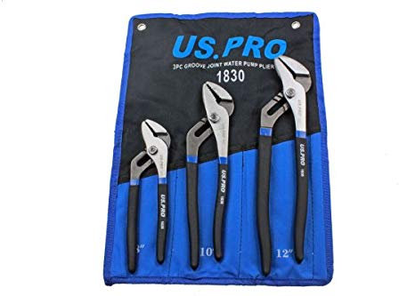 US PRO 3pc Groove Slip Joint Water Pump Pliers Set 1830