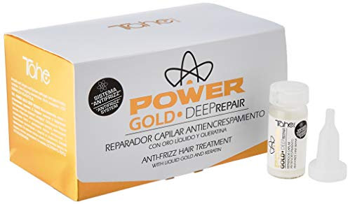 Tahe Power Gold Deep Repair Tratamiento Reparador Capilar Antiencrespamiento con Oro Líquido y Queratina con Sistema Anti-Frizz, 6x10 ml