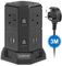 3M Tower Extension Lead with USB Solts,AUOPLUS 3250W 13A 6 Outlets and 4 USB Charging Ports Surge Protected Power Strip with Switch,Black Tower Extension Plug for Home and Office