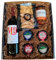 Estuche para regalo con vino tinto Rioja con pates de Iberitos, aceitunas Lou y cremas de quesos y colines Deliex delicias de Extremadura
