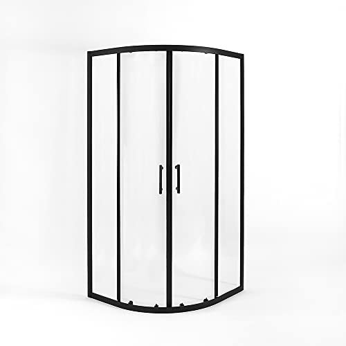 Milano Nero - Black Reversible Quadrant Shower Enclosure White Tray - 800mm x 800mm