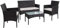Einfeben Polyrattan Sitzgruppe Gartenmöbel für 4 Personen inkl. 2er Sofa, Singlestühle, Tisch und Sitzkissen Wetterfest Balkonmöbel Set Sitzgarnitur, Schwarz