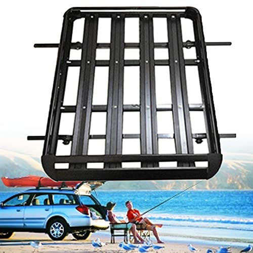 WZFANJIJ Universaler Dachgepäckträger | Relingträger mit Aluminiumlegierung | Lastenträger mit 75 kg Tragfähigkeit | Autodachträger für Fahrräder | Skihalterung,Black-127 * 90cm