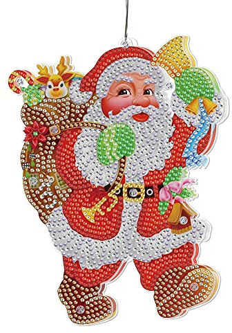 5D Weihnachten Diamond Painting LED Weihnachtsbeleuchtung Diamant Malerei Deko Lampe Anhänger DIY Party Deko Weihnachtsdeko Handwerk Geschenk (H)
