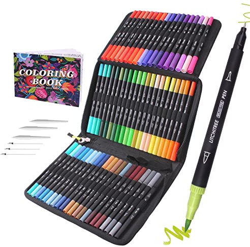 Laconile 72 Filzstifte Set für Malbücher für Erwachsene, Dual Brush Pens Färbemarker für Kinder Kalligraphie Zeichnen Skizzieren