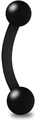 Treuheld® Piercing Banane aus Kunststoff | Farbe: Schwarz | Größe: 1,2 x 10 mm (Kugeln: 2,5mm)