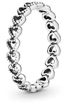 PANDORA Moments Women's Sterling Silver Band of Hearts Ring, Size 50, With Gift Box
