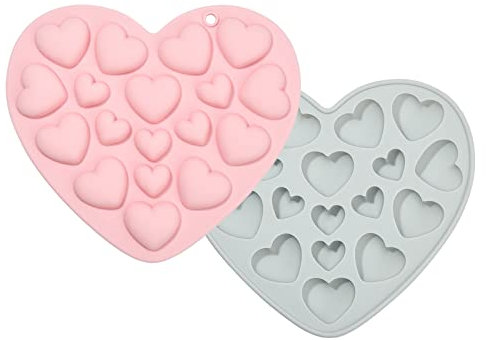 UR URLIFEHALL Lot de 2 moules en silicone en forme de cœur 3D pour décoration de gâteaux au chocolat, bonbons, pâte polymère