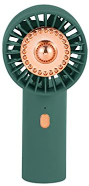 Ventilador ABS Summer 3 Gears Tipo de mano portátil Carga USB 5V 2.4W Ventiladores Biblioteca interior Equipo de enfriamiento con luz nocturna, Verde