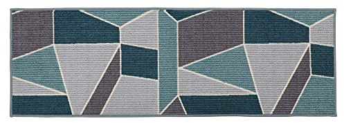 JVL Fiora Machine Washable Runner Mat, 50 x 150 cm, Duck Egg, One Size (07-145DE)