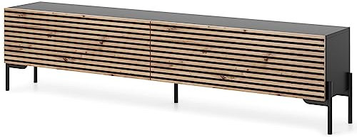 Selsey TV Schrank Board Sideboard Fernsehtisch Fernsehschrank 175 cm Schwarze Beine Schwarz Eiche Lammelo