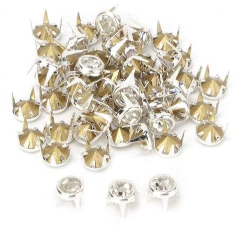 Rivets pour Cuir 50PCS 7mm DIY Argent Rond Griffe A Grade Cristal Strass pour Artisanat et Décoration Rivets Décoratifs, Rivets Décoratifs en Cuir(cylindre)