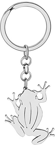 LONYOO Porte-clés Grenouille en Acier Inoxydable Cadeaux Grenouille pour Femme Fille Porte-monnaie Charms pour Clés de Voiture (Plaqué Argent)