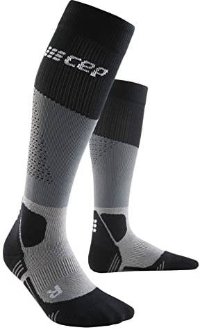 CEP Merino Wandersocken Herren – atmungsaktive Wander Socken mit Polsterung – gepolsterte Socken für Trekking, Outdoor und lange Touren, hoher Komfort – Grey/Black