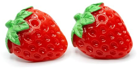 Miniblings Erdbeere Ohrstecker Stecker Obst Sommer Frucht Beere groß 28mm - Handmade Modeschmuck - Ohrringe Stecker Ohrschmuck