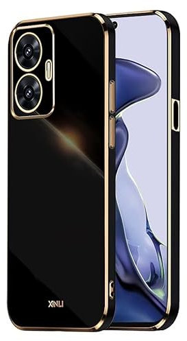 HONLEN Funda para Realme C55 / Realme Narzo N55 (6.72 Inches), Carcasa de TPU de Silicona Suave, Diseño de Marco de Galvanoplastia - Negro