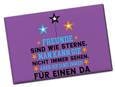 Freundschaft Souvenir Magnet in lila mit Spruch für den besten Freund Freunde sind wie Sterne Man kann sie Nicht Immer sehen Aber sie sind Immer für einen da Freundschaft Souvenir