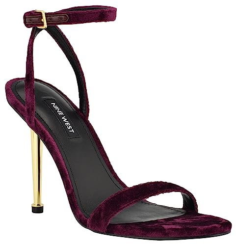 Nine West Reina, Sandali con Tacco Donna, Velluto Viola 500, 39 EU