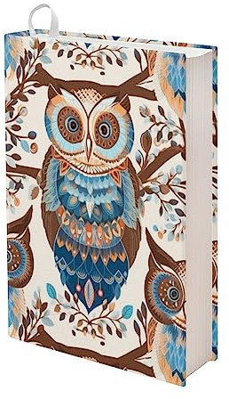 Kuiaobaty Novedosa cubierta de libros novedosos con diseño de búho, pájaros, cubierta de tela, cubierta elástica de búhos de arte popular para libros de tapa blanda regalo