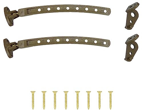 FERROELETTRA Regolatore e limitatore apertura finestra, persiane, porte e finestre - Ferma Persiane e Ferma finestra aperta interno regolabile - in Zama Verniciata (2, Marrone)