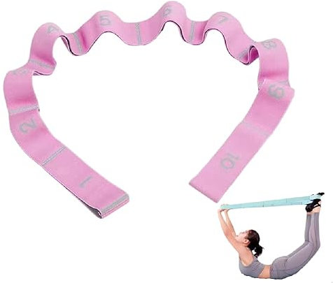 GIMIRO Bande élastique de fitness segmentée pour yoga, pilates, danse, rééducation, 10 boucles, rose