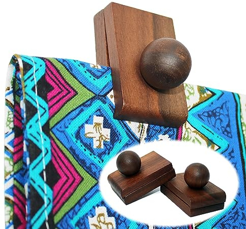 laffeya Quilt Wall Hangers, Walnut Blanket Clamps Tapestry Clips 2 Pack | Wooden clip display blankets, quilts or tapestries beautifully. 2 mounts: adhesive hooks (no drill) or screws for heavy rug