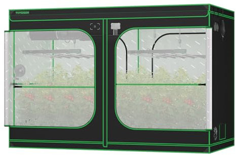 VIVOSUN PRO Growzelt 300x150x200cm Grow Tent mit Dicken 22mm Stangen Oxford-Gewebe mit Hochreflektierendem Mylar Extra Aufhängestangen & Hohes CFM-Kit für Hydroponik P105 für VSFD6500x2