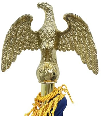 FRF FLAG Goldener Adlerkopf zum Dekorieren von Fahnenmasten im Innenbereich, aus Zinklegierung, die unzerbrechlich ist, Adler-Fahnenmastaufsatz, für Fahnenmasten mit 2,5 cm Durchmesser