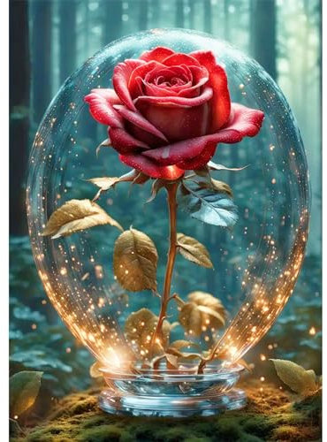 QENSPE 5D Diamond Painting Rose Blume Diamant Painting Bilder Kit Erwachsene, Rose Diamond Art Set DIY Full Diamant Kunst Malerei Kreuzstich Set Home Wand Geschenk Dekor 30x40cm