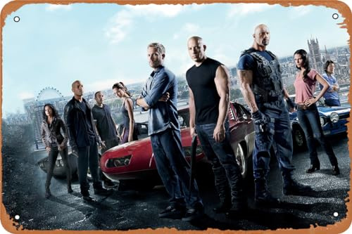 Nuepaoser Fast and Furious 6 Poster Retro Blechschild Metallschilder Vintage Wandschild Dekor für Zuhause, Pub, Restaurants, Café, Club, Männerhöhle, 20,3 x 30,5 cm