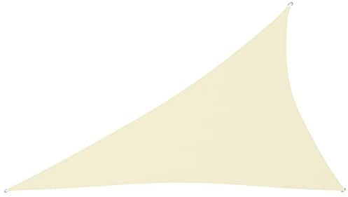Vopese Toldo de Vela Triangular Tela Oxford Color Crema 3x4x5 m Toldos Impermeable Protección Rayos UV para Exteriores Terraza Balcon Patio Jardín