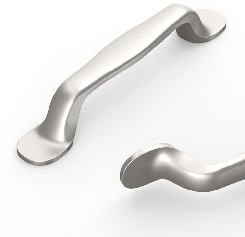 Coinkoly 10 Pack Brushed Satin Nickel Cupboard Handles - 96mm Hole Centers - Kitchen & Wardrobe Handles - UK0004