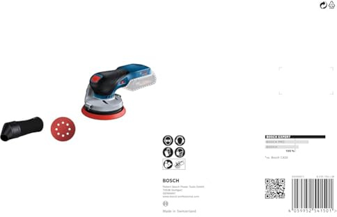 Bosch Professional 18V GEX 18V-125 Cordless Random Orbit Sander (incl. Sanding disc (125 mm), Sanding Paper, dust Bag, in Carton) + 6 pc. C470 Sandpaper Set (Hardwood, Paint on Wood, Grit 60/120/240)