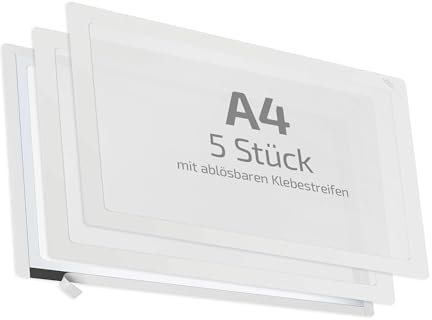 5 Stk. | Dokumentenhalter mehrfach ablösbar | Fenster | DIN A4 | weiß